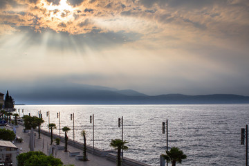 Fototapeta na wymiar Sunset over lake Garda, Italy
