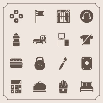 Modern, simple vector icon set with service, paint, truck, water, accounting, transport, drink, transportation, calculator, flag, computer, national, play, curtain, office, game, light, desk icons