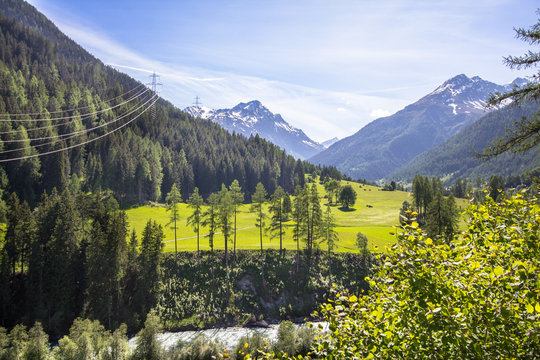 Typical alpine landscape in Spring