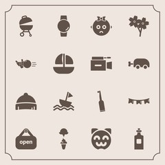 Modern, simple vector icon set with hat, electric, bottle, background, holiday, sailboat, machine, celebration, smart, brush, ice, beverage, kitty, yacht, cute, business, clothing, asian, sweet icons