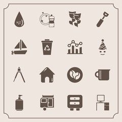 Modern, simple vector icon set with coffee, transportation, journey, travel, blossom, drink, toy, caffeine, office, kitchen, liquid, transparent, business, boat, equipment, house, work, vacation icons
