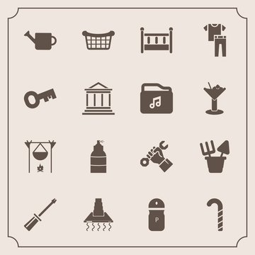 Modern, simple vector icon set with salt, baby, hood, store, helmet, builder, equipment, lollipop, hot, repair, market, flame, foreman, construction, candy, cooking, basket, work, fashion, child icons