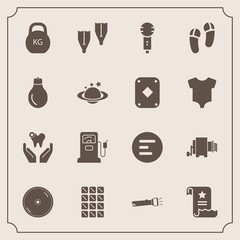 Fototapeta premium Modern, simple vector icon set with music, disk, karaoke, healthy, dvd, sport, disc, gas, footwear, heavy, white, weight, flipper, dental, menu, mobile, lamp, app, slipper, bar, kilogram, song icons
