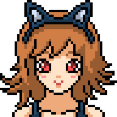 vector pixel art anime girl