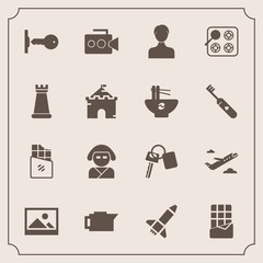 Modern, simple vector icon set with food, vehicle, dessert, oven, beautiful, handle, account, japan, picture, drink, sweet, plane, cafe, user, flight, old, car, travel, rocket, equipment, sign icons