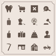 Modern, simple vector icon set with health, office, soap, box, equipment, food, white, pie, work, table, business, closed, healthy, clean, member, kitchen, vehicle, house, tool, dental, car, add icons