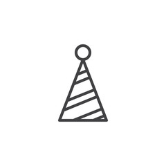 Party hat outline icon. linear style sign for mobile concept and web design. Cone hat simple line vector icon. Symbol, logo illustration. Pixel perfect vector graphics