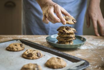 Chocolate chip cookies food photography recipe idea