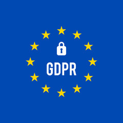 EU GDPR and padlock symbol. General Data Protection Regulation. Concept cyber security technology sign. Vector stock illustration