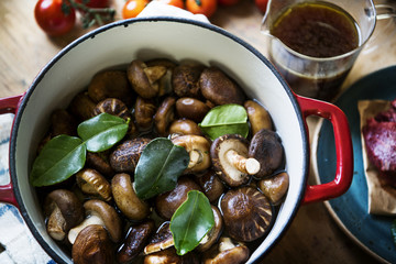 Mushroom soup food photography recipe idea