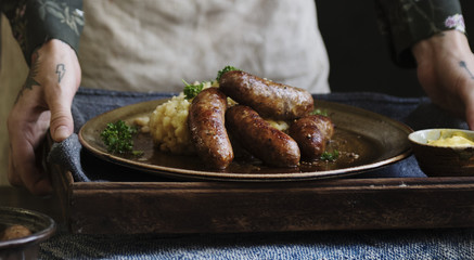 Bangers & mash food photography recipe idea