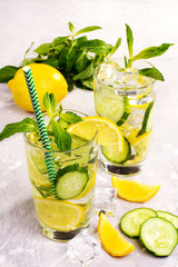 Fresh cucumber water with lemon