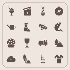 Modern, simple vector icon set with white, pot, glass, interior, tree, black, alcohol, asia, food, dessert, delivery, sweet, room, doughnut, home, ball, green, play, nature, chair, forest, bear icons