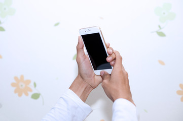 Hands and cell phones. Communication device