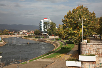 Embankment of Nisava (Nishava) river in Nis. Serbia