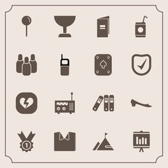 Modern, simple vector icon set with radio, old, communication, media, drink, map, drop, white, business, beverage, sport, report, cold, file, element, heart, nature, brochure, search, clothing icons