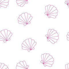 summer vector seamless pattern with seashells