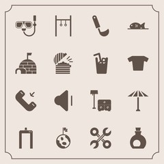 Modern, simple vector icon set with japanese, snorkel, healthy, umbrella, volume, exercise, wagasa, phone, water, nature, kitchen, button, tool, machine, repair, japan, globe, sport, chair, call icons - 207254168
