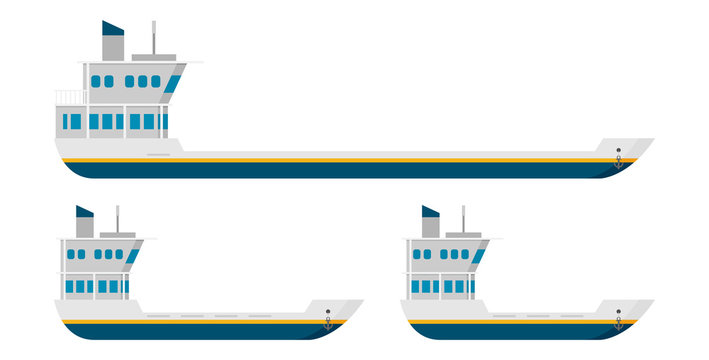 Cargo ships isolated vector illustration, flat style