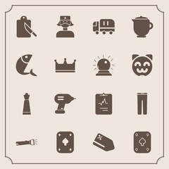 Modern, simple vector icon set with nurse, fashion, fish, teapot, restaurant, heart, tag, tea, chess, kitchen, car, sale, sea, pants, price, strategy, health, medicine, cargo, discount, care icons - 207254301