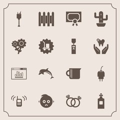 Modern, simple vector icon set with dolphin, baby, phone, wall, alcohol, wildlife, ice, nature, ring, diploma, sad, beverage, animal, wine, engagement, wedding, charger, energy, glass, bottle icons - 207254307