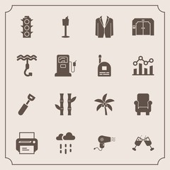 Modern, simple vector icon set with holder, wet, palm, asian, bamboo, traffic, rain, summer, water, equipment, white, business, chair, wine, drink, asia, lamp, sign, leaf, suit, restaurant, red icons - 207254332