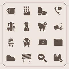 Modern, simple vector icon set with footwear, boot, woman, artist, business, drawing, dessert, alien, file, sign, female, food, road, fiction, clothing, fashion, monster, information, background icons - 207254349