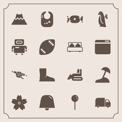 Modern, simple vector icon set with island, baby, rattle, service, map, landscape, equipment, palm, boot, notification, sea, spring, penguin, lollipop, flower, child, beach, construction, gun icons - 207254371