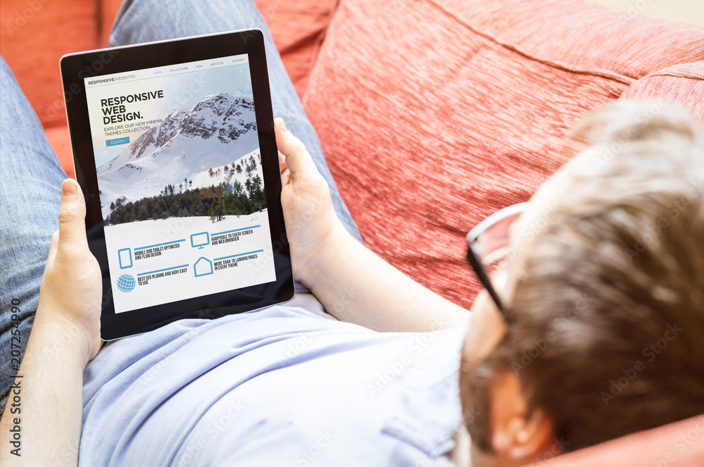 Canvas Prints hipster browsing responsive website