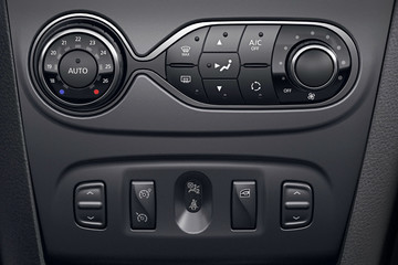 modern black new car dashboard button