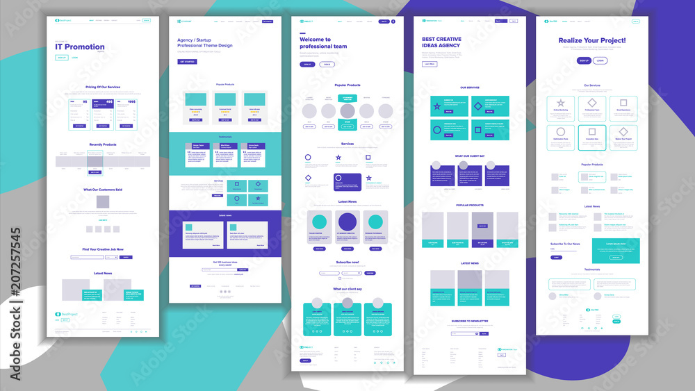 Sticker website template vector. page business project. shopping online landing web page. manager meeting. c
