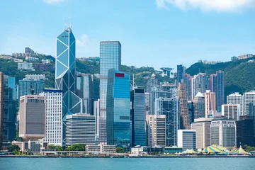 Papier Peint photo autocollant construction de la ville Horizon du quartier financier de Hong Kong