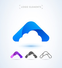 Vector abstract twisted cloud computing logo template. Material design, flat, line art styles. App