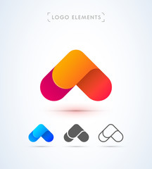 Vector abstract letter A rounded logo design template. Material design, flat, line art styles
