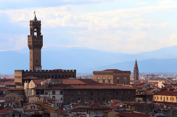 Fototapeta na wymiar Florence Italy Tower of Old palace also called PALAZZO VECCHIO i