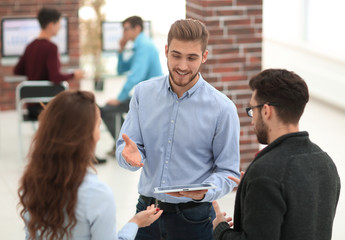 Team meeting in creative office.
