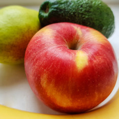 apple, avocado, banana and pear 