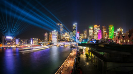 Fototapeta na wymiar Interactive Laser Show during Vivid Sydney