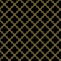 Seamless vector ornament in arabian style. Geometric abstract black and golden background. Pattern for wallpapers and backgrounds