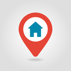 Home pin map icon. Map pointer, markers.