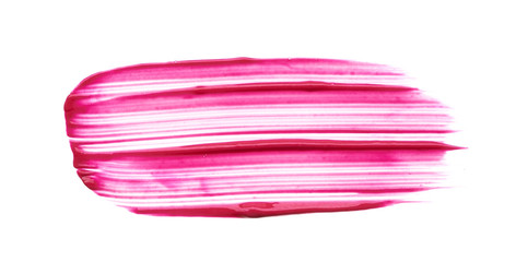 Red makeup smear of creamy lip gloss