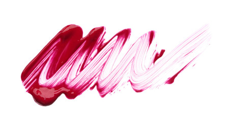 Red makeup smear of creamy lip gloss