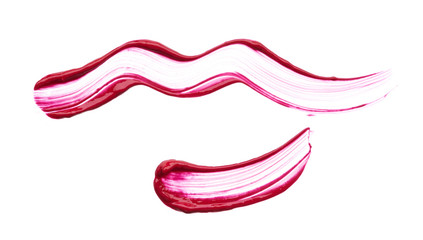 Red makeup smear of creamy lip gloss