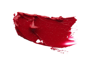 Red makeup smear of matte lip gloss