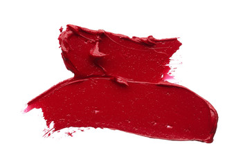 Red makeup smear of matte lip gloss