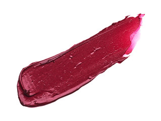 Red makeup smear of matte lip gloss