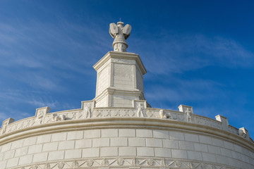 lettering on top of the monument Tropaeum Traiani, built to commemorate Roman Emperor Trajan's victory, Romania