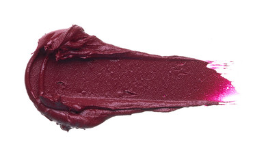 Dark red makeup smear of matte lip gloss