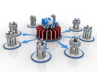 3d rendering books network with student