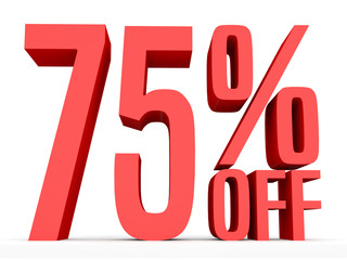 Seventy five percent off. Discount 75 %.
